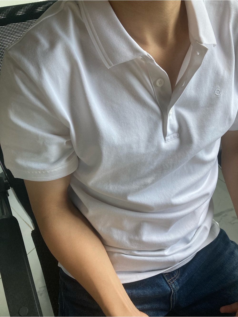 Men's White Polo Shirt with Subtle Logo